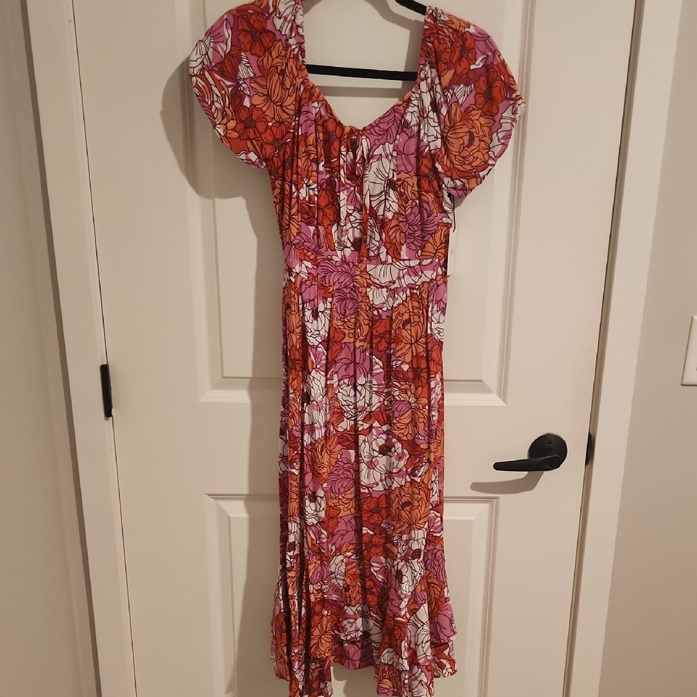 Japna Floral Maxi Dress in Pink and Orange